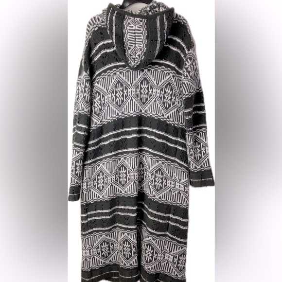 Forever 21 extra long winter open cardigan hooded sweater with slouch pockets - Picture 4 of 16